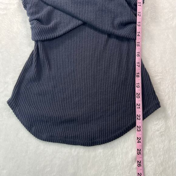 Free People Navy Off-Shoulder Long Sleeve Sweater Top Size Medium - Picture 5 of 9